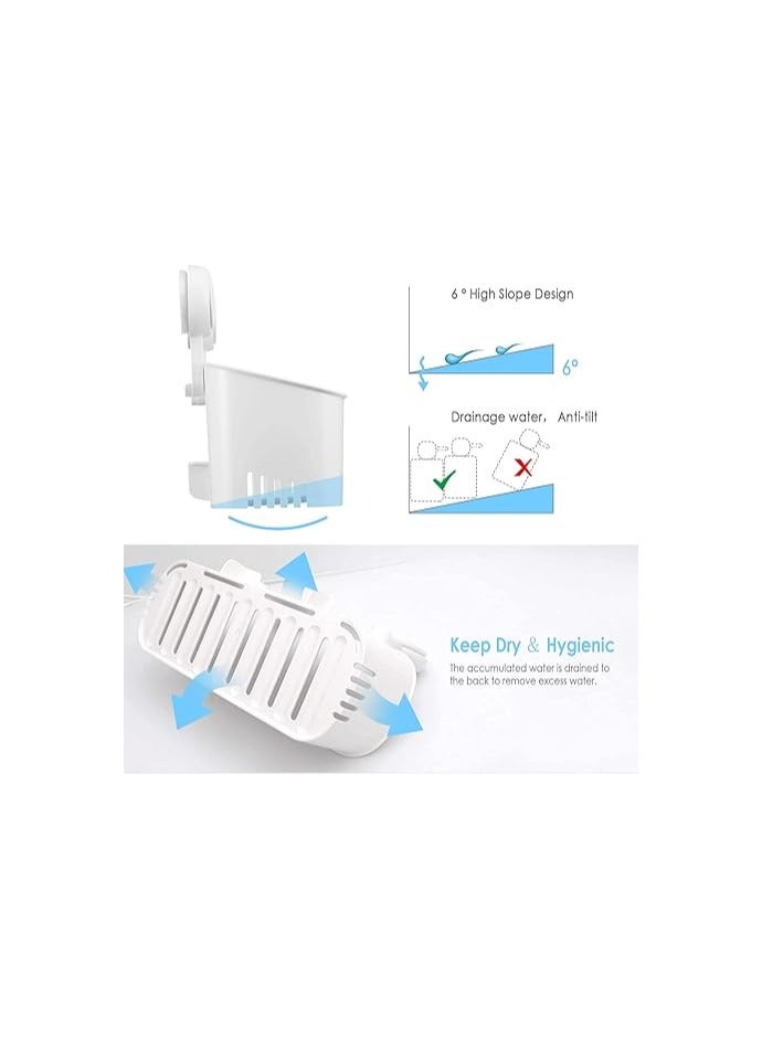 Vacuum Shower Caddy Suction Cup No-Drilling Removable Waterproof Bathroom Wall Shelf Shower Basket Storage Organizer for Shampoo Conditioner Razors Soap - Image 4